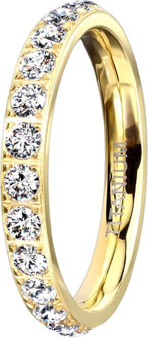 Produktbild Star Piercing Ring vergoldet mit Kristallen (ohne Messing, Chirurgenstahl 316L)