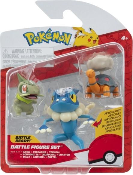 Actual product image Pokémon - Battle Figure 3 Pack: Torkoal, Axew, Frogadier - (PKW4089)