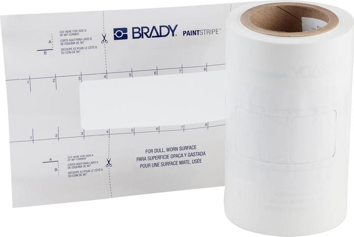 Actual product image Brady PaintStripe stencil - Dashed line, polyester, transparent/white, 50.80 x 203.20 mm x