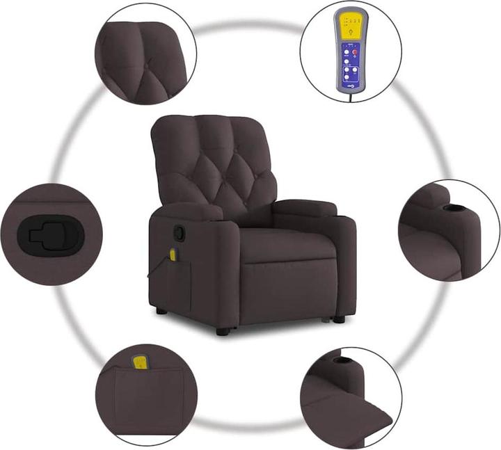 Produktbild VidaXL Massagesessel Aufstehhilfe Fernsehsessel Relaxsessel Dunkelbraun Stoff