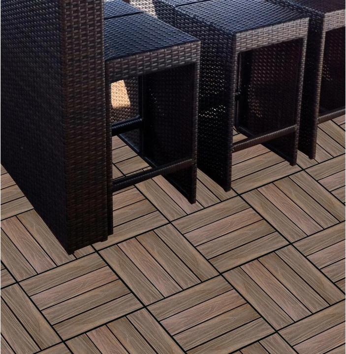 Actual product image Florco Balcony & terrace tiles WPC 3D brown 30 x 30, 6 pcs. (6 x, 30 x 30 cm)
