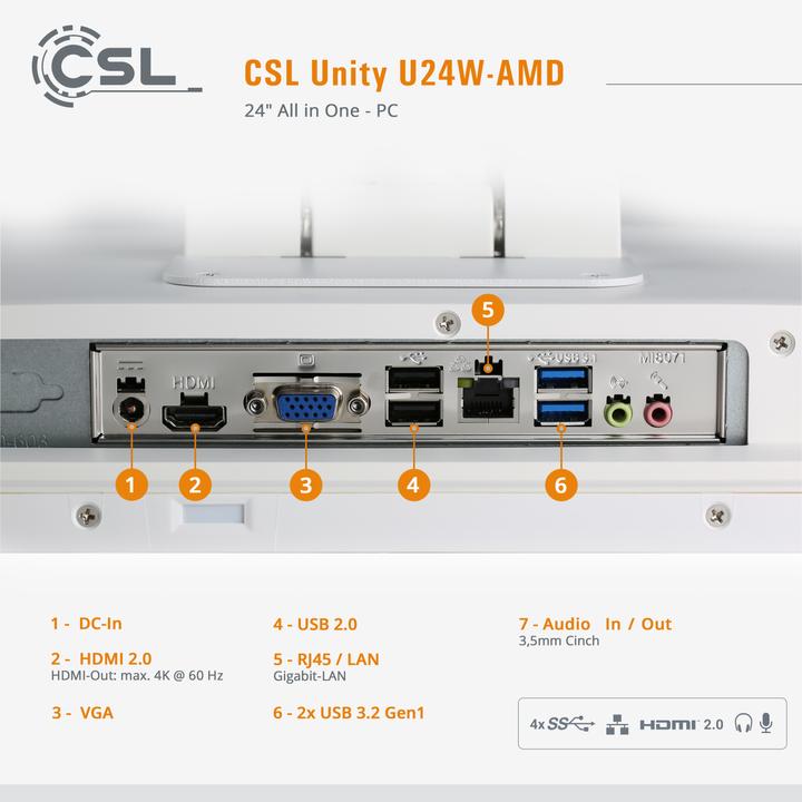 Actual product image CSL All-in-One-PC Unity U24W-AMD / 5700G / 1000 GB / 16 GB / Windows 11 Home (AMD Ryzen 7 5700G, 16 GB, 1000 GB, AMD Radeon Graphics)