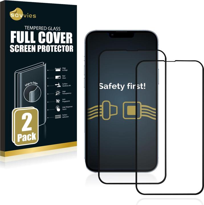 Actual product image Savvies Full-screen armoured glass screen protector (2 Piece, Apple iPhone 13 Pro Max)