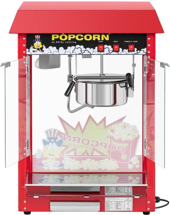 Produktbild Royal Catering Kleine Popcornmaschine - 1600W Leistung, Edelstahl, gehärtetes Glas und Teflonmaterial