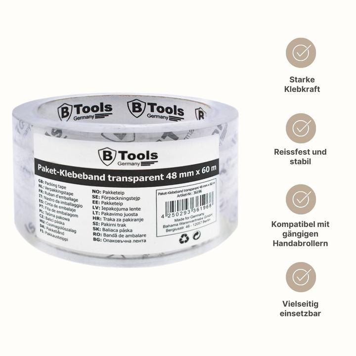 Immagine prodotto Bahama Warenvetriebs Paketklebeband 48mm x 60m Packband Kartonklebeband Abrollklebeband (48 mm)