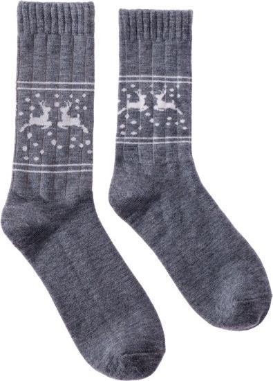 Actual product image Snazzy Santa Christmas socks reindeer with wool grey 36-40 by (36 - 40)