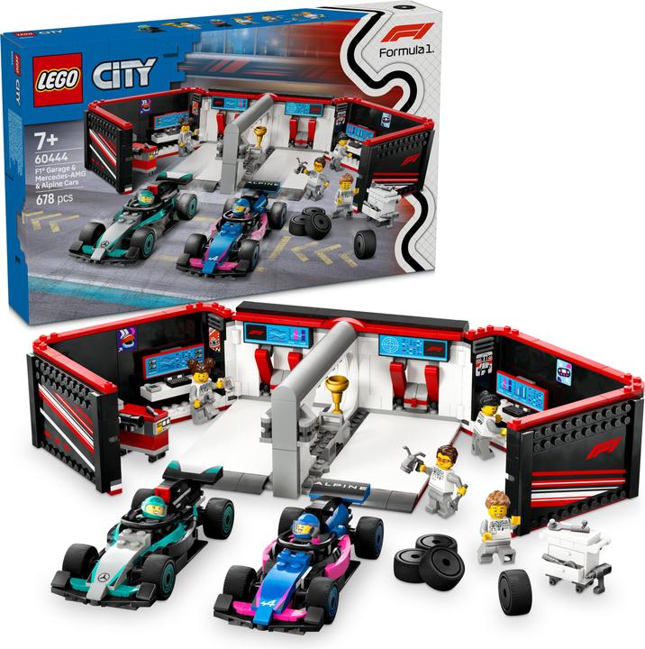 Immagine prodotto LEGO F1 Garage mit Mercedes-AMG & Alpine Rennautos (60444, LEGO City)