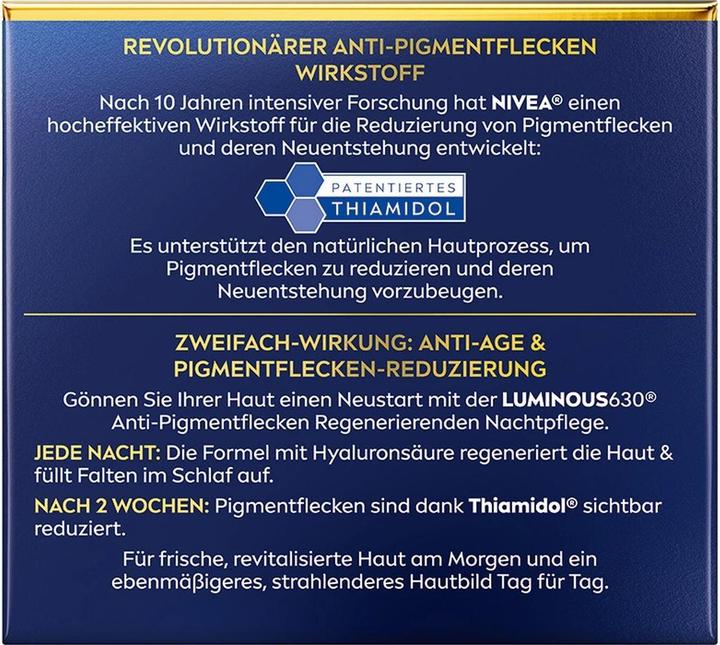 Produktbild NIVEA Cellular Luminous630 Anti-Pigmentflecken Nachtcreme (50 ml, 24h Creme)