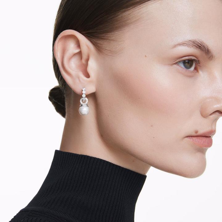 Actual product image Swarovski Matrix Drop Ohrhänger Kristallperle Rundschliff Weiss (Swarovski Metal)