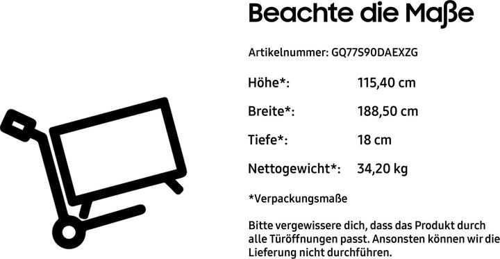 Nährwerte und Zutaten Samsung 77" OLED 4K S90D Tizen OS™ Smart TV 2024 (77", S90D, OLED, 4K, 2024)