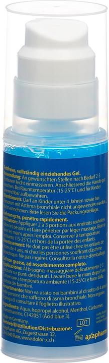 Valeurs nutritives et ingrédients Dolor-X COOL Gel avec menthol Airless Dispenser (1 x, 100 ml, 158 g)