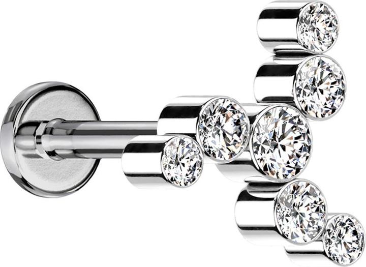 Produktbild Star Piercing Micro Labret Innengewinde silber Windrad sieben Kristalle silber (ohne Messing, Titan G23)