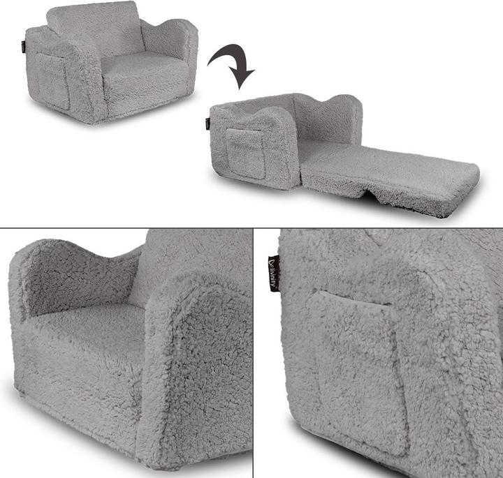 Immagine prodotto Vicco Poltrona per bambini Conni, grigia, 60 x 43 cm pieghevole (Poltrona per bambini)