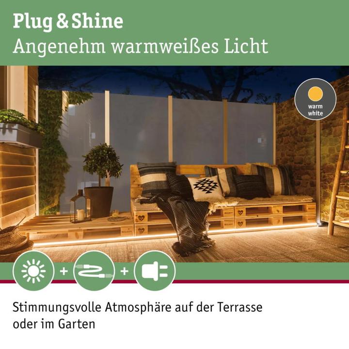 Actual product image Paulmann Outdoor Plug & Shine Stripe Smooth (Warm white, 500 cm, Outdoor)