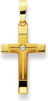 Natsumi Schmuck Kreuz Anhänger Gelbgold 18K/750 Matt/Poliert mit Zirkonia (750/18 K Gelbgold)
