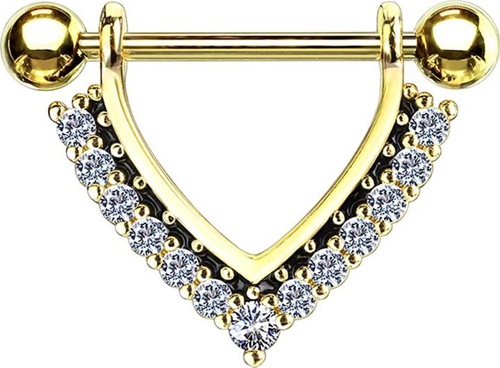 Produktbild Star Piercing Barbell 14k vergoldet Hänger mit Kristallen silber (Chirurgenstahl 316L, Messing)