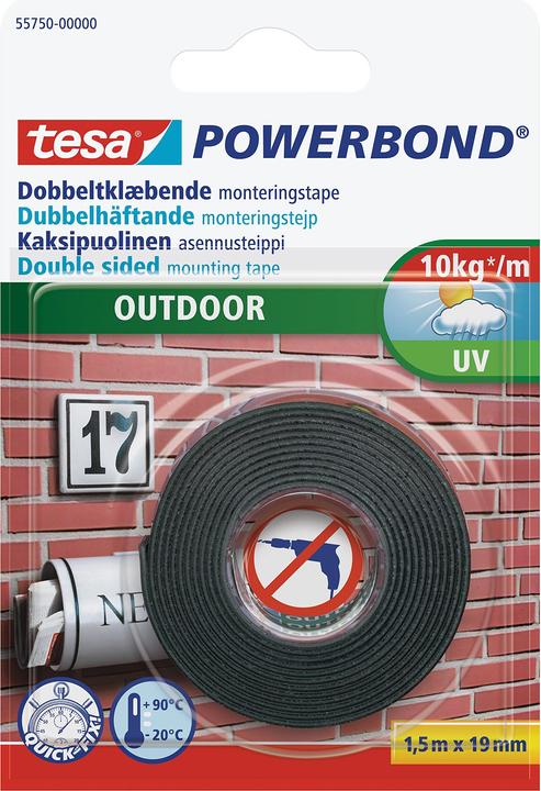 Produktbild tesa Powerbond Montageband Outdoor 1,5m x 19mm (19 mm)