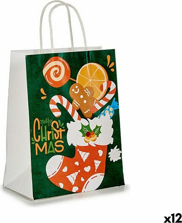 Immagine prodotto Krist+ Papiertaschen Weihnachtsstrumpf grün (12 Stück) (Borsa da regalo, 12 x)
