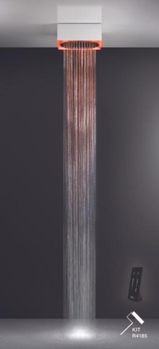 Gessi Afilo, Multifunktions Dusch-Einbau-System 395x395 mir runder Kopfbrause D355 Strahlart Regen