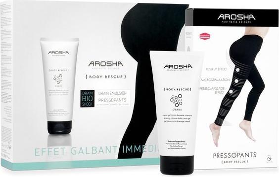 Immagine prodotto Arosha Body Drain Bio Shock Body Rescue Drain 200 ml & Pressopants Gr. M (Lozione corpo, 200 ml)