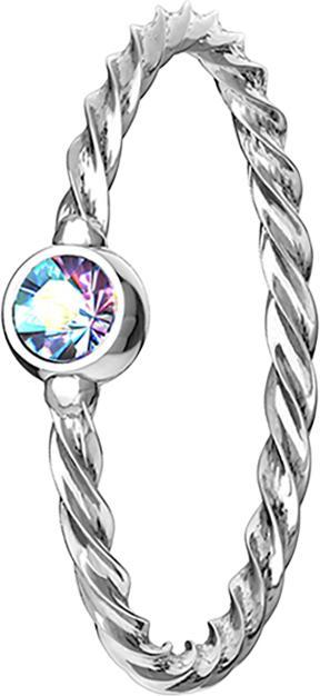 Produktbild Star Piercing Micro Piercing Ring geflochten silber mit Kristall multicolor (Chirurgenstahl 316L, ohne Messing)