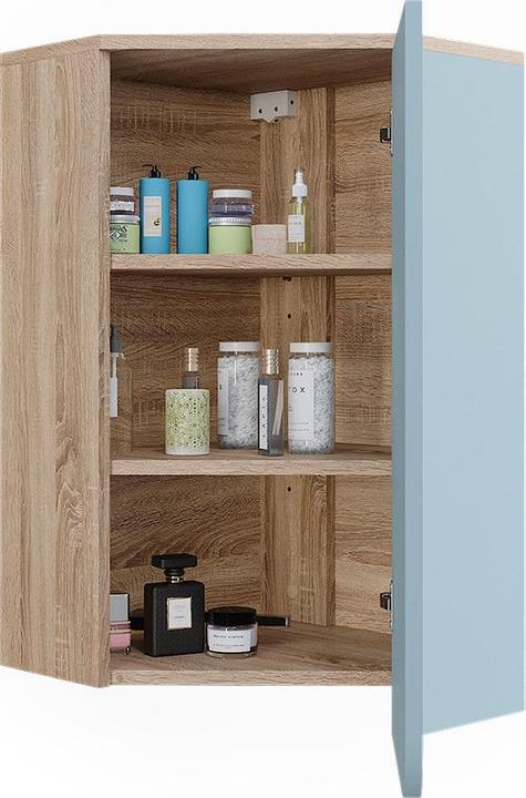 Produktbild Vicco Badschrank Karen, Blau-Grau/Sonoma, 50 x 75 cm mit Tür und offenen Fächern