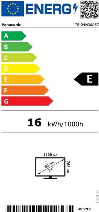Label énergétique Panasonic TS-24N30AEZ sw TV LED HDready,multituner,mode hôtel (24", LCD, WXGA)