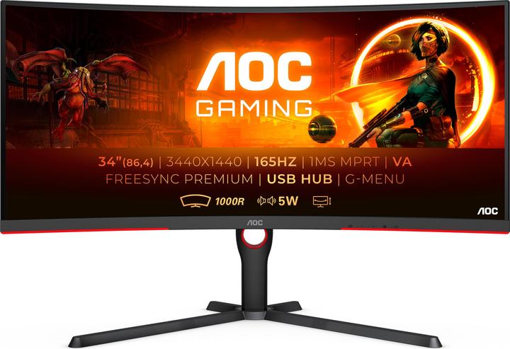 Actual product image AOC CU34G3S/BK (3440 x 1440 pixels, 34")