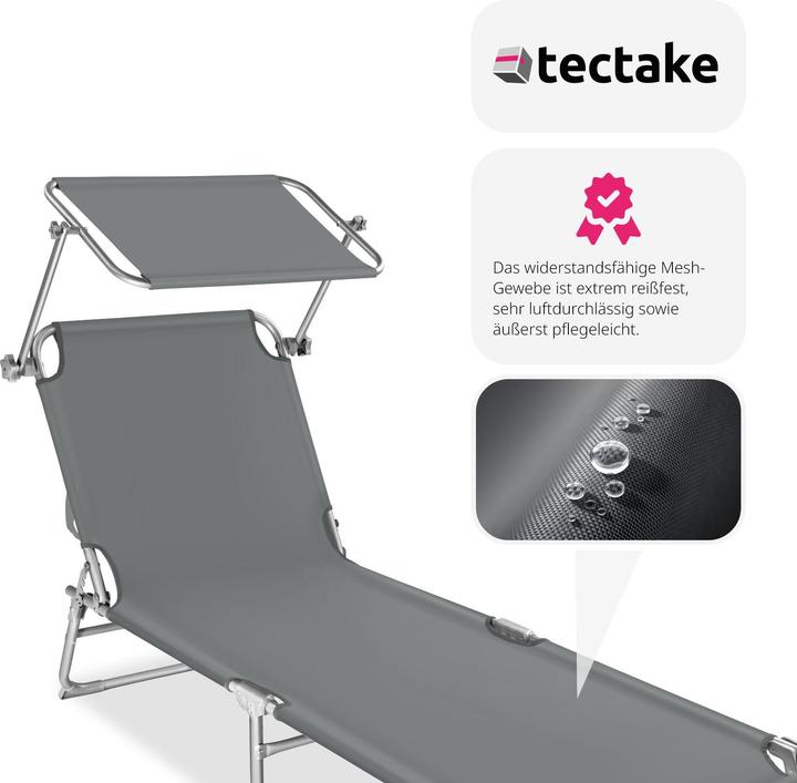 Actual product image tectake Sun lounger with sun shade (190 cm)