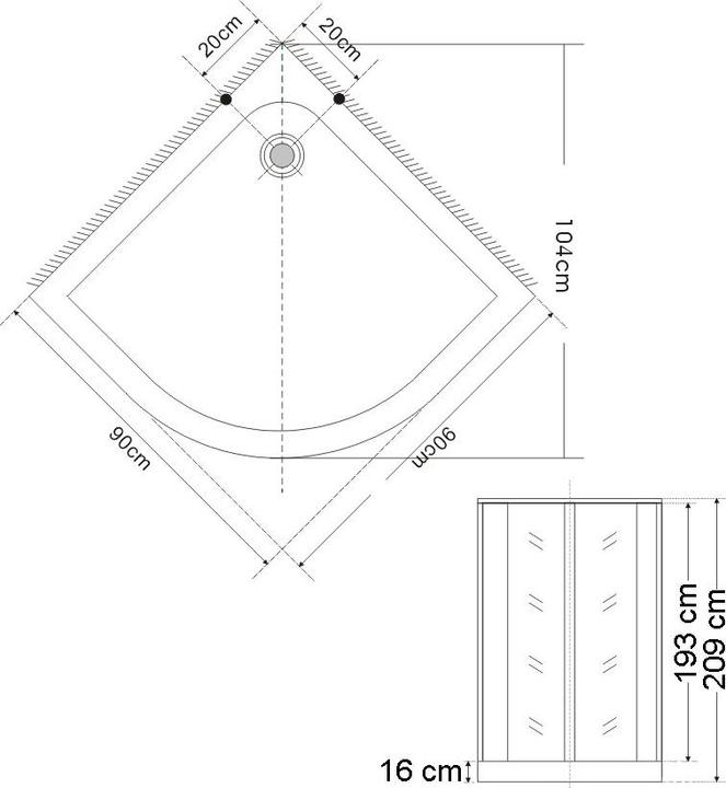 Image du produit Aquaperl Classic (90 cm, 90 cm, 209 cm)