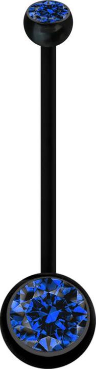 Produktbild Star Piercing Banane Schwangerschaft schwarz mit zwei Kugeln Kristall dunkelblau (Bioflex, ohne Messing)