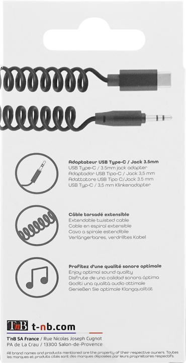 Immagine prodotto T'nB Cavo a spirale con jack USB-C/3,5 mm