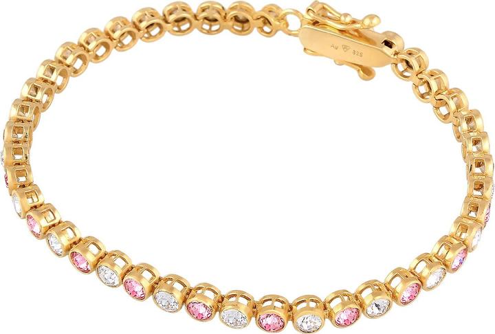 Image du produit Elli PREMIUM bracelet tennis cristaux rose 925 argent (18 cm, Cristal de verre, Argent sterling 925)
