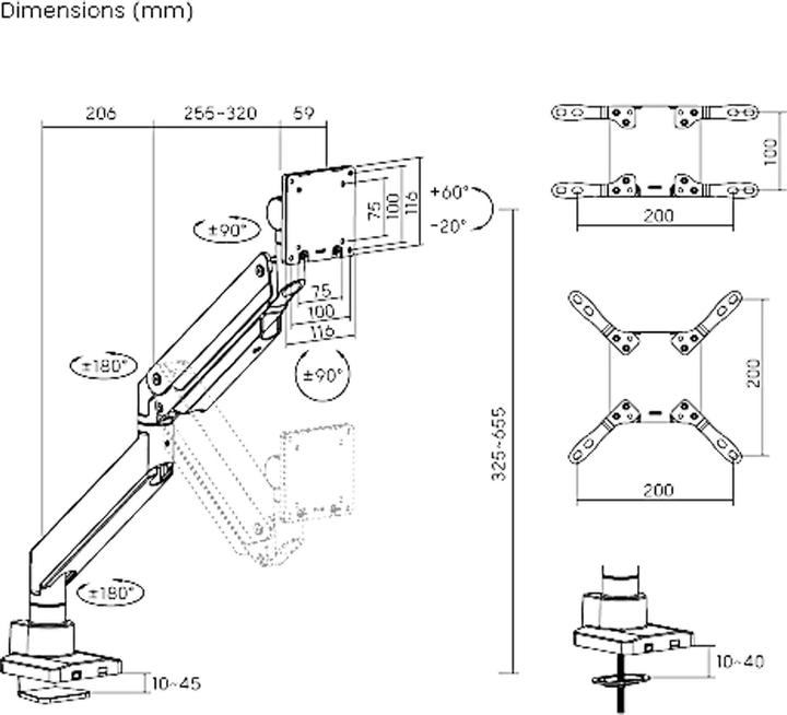 Actual product image Wiltec Monitor mount desk up to 26kg Monitor mount VESA flat & curved