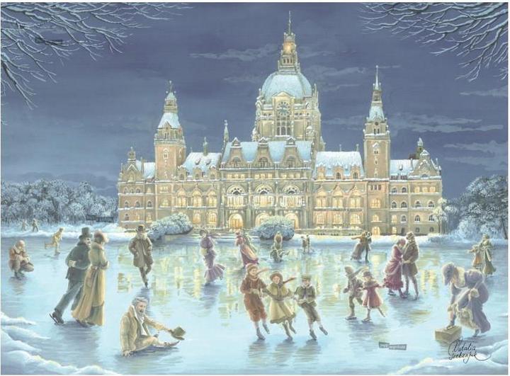 Pappnoptikum 1084 - Hannover - Eislaufen auf dem Maschsee (Klappkarte)