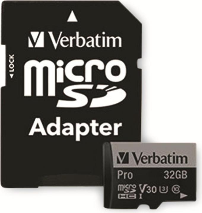 Produktbild Verbatim Pro (32 GB, microSDHC, U3, UHS-I)