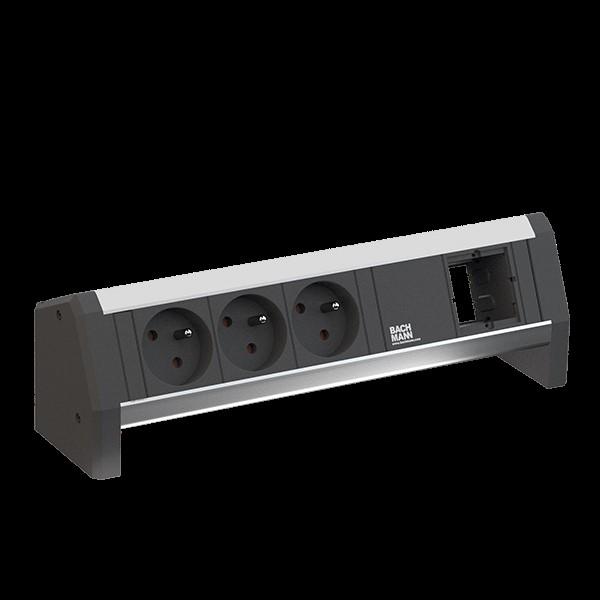 Produktbild Bachmann Desk 1 - 3 AC-Ausgänge - Indoor - Typ E - Aluminium - Kunststoff - 281 mm - 1 St (3 x, CEE 7/5, CEE 7/3, 1 m)