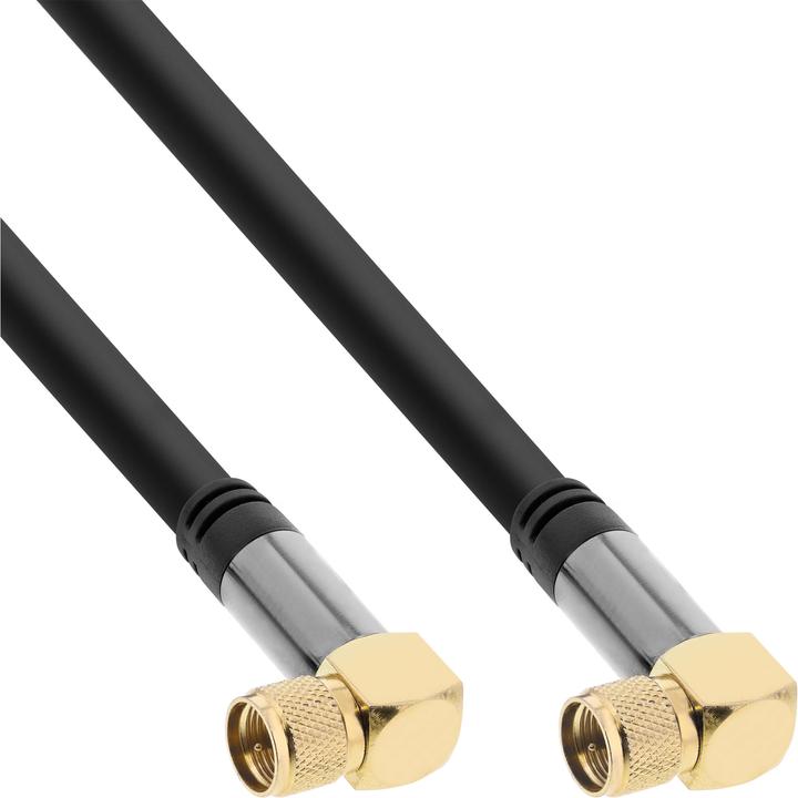 InLine Premium SAT-Anschlusskabel 4x geschirmt 2x F-Stecker gewinkelt >110dB, schwarz 1m (110 dB, Antennenkabel)