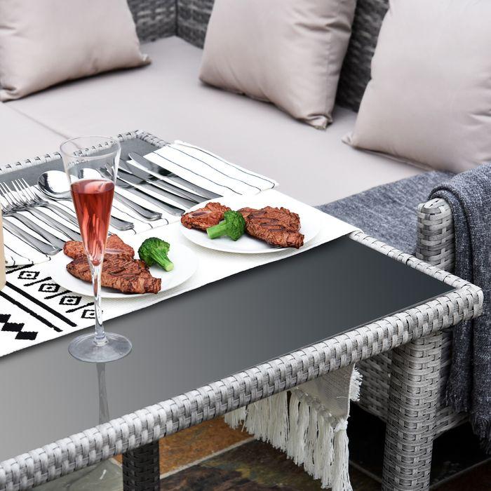 Produktbild Swisshandel24 Rattan Gartenmöbel Set Sitzgruppe mit Fusshocker Metall Grau 134 x 60 x 75 cm (125 cm)