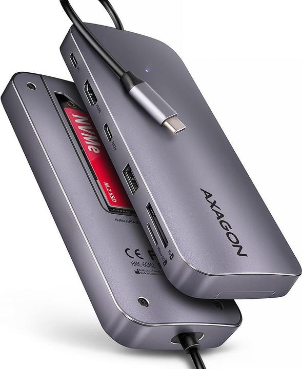 Actual product image Axagon HUB HMC-6GM2 USB 6 in1 10 Gbit (USB-C, 1 Ports)