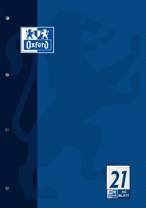 Produktbild Oxford Arbeitsblätterblock, A4, Lineatur 21 (A4, Liniert, Harter Einband)