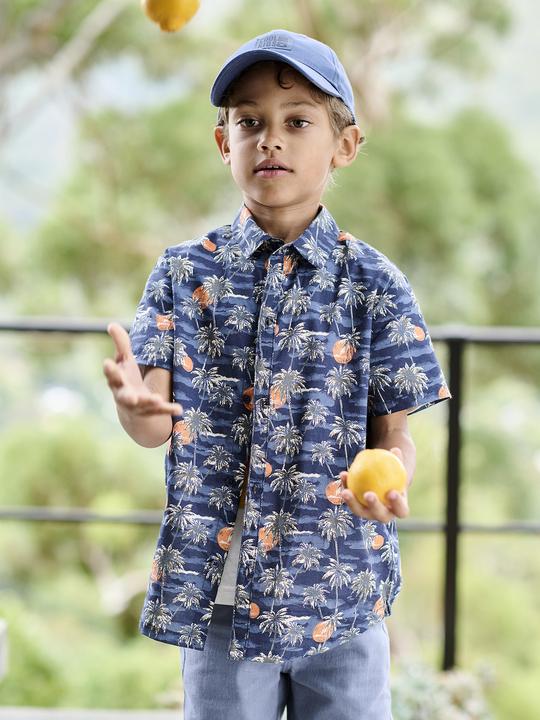 Image du produit Vertbaudet Kurzärmeliges Jungen Hemd mit Palmenprint (116)