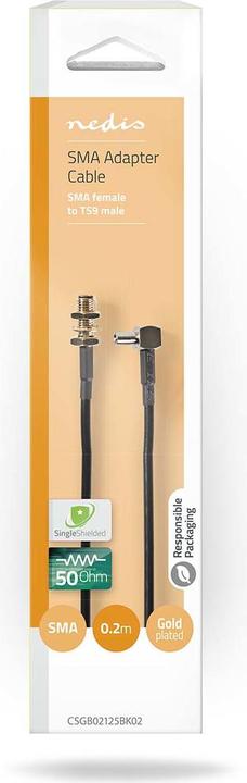 Actual product image Nedis Antenna cable | SMA socket | TS9 | Gold-plated | 50 Ohm | Individually shielded | 0.20 m | Round | (50 dB, Antenna cable)
