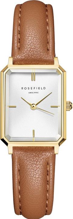 Rosefield Octagon XS White Light Brown Leather Gold Armbanduhr