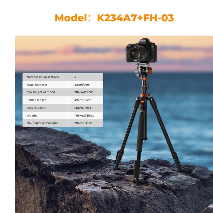 Actual product image K&F Concept K234A7+FH-03 (Metal)