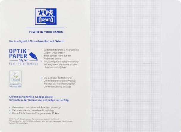 Produktbild Oxford Schulheft, A4, Lineatur 26 (A4, Kariert, Weicher Einband)