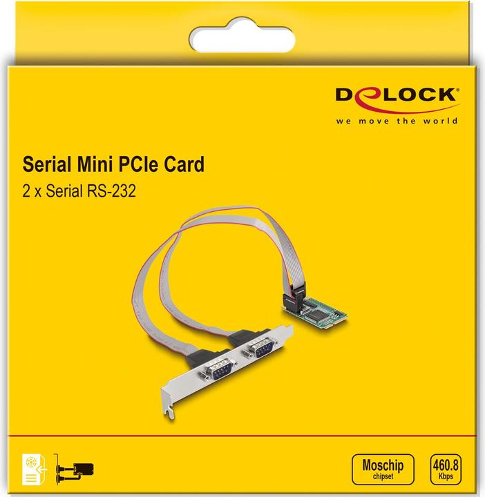 Produktbild Delock Mini PCIe Karte full size zu 2 x Seriell RS-232 D-Sub 9 Pin
