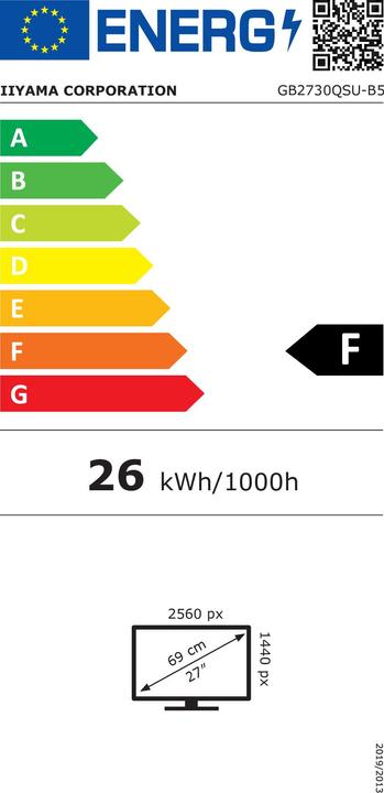 Etichetta energetica iiyama G-Master GB2730QSU-B5 (2560 x 1440 pixel, 27")