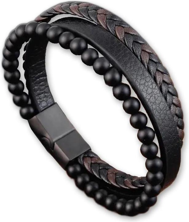 Produktbild Cbx Lederarmband mit Perlen und Magnetschnalle 22cm (22 cm, Leder, Edelstahl)