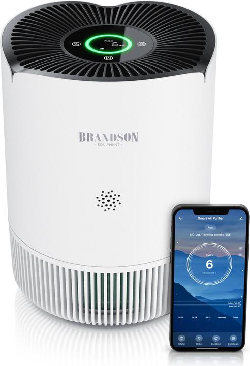 Brandson Luftreiniger, 4 Stufen: Vorfilter, HEPA13, Toxinfilter, Aktivkohle, App-Funktion, leise, für 45m² (45 m²)